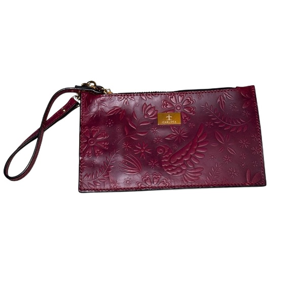 carlota Handbags - Carlota Floral Embossed Wristlet Clutch